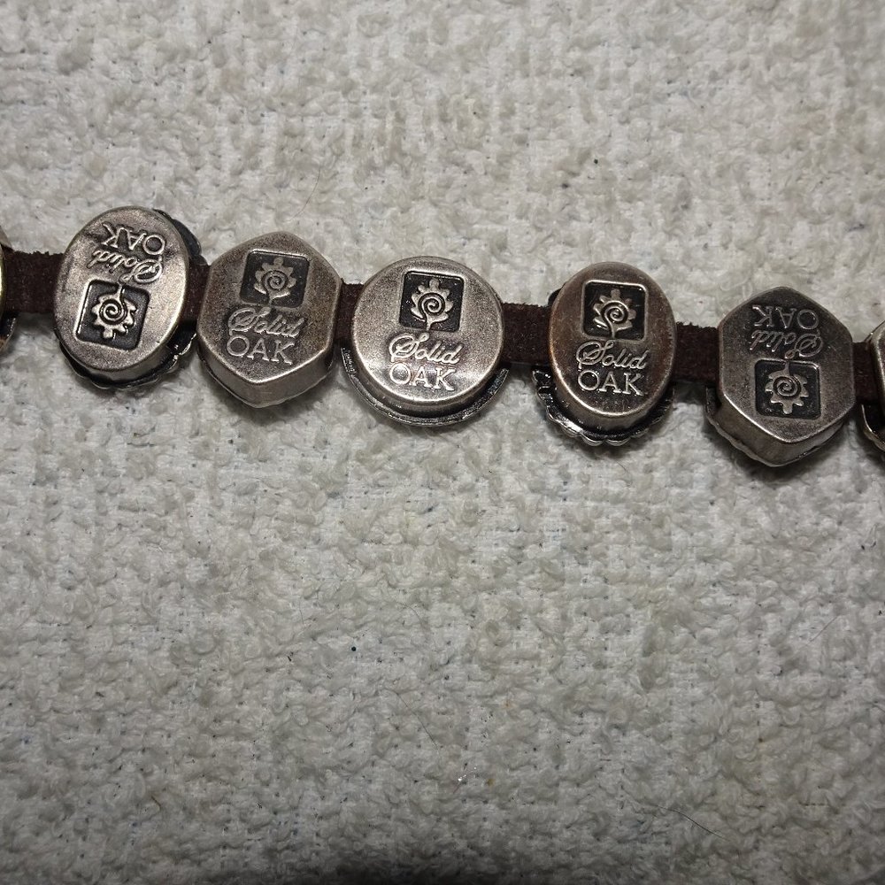 Solid Oak Slider Leather Cord Toggle Bracelet - image 5